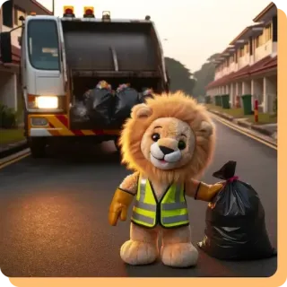 😍 ae1c19d3 león, camión de basura, gestión de residuos, limpieza, recogida de basura, saneamiento, trabajador telegram sticker