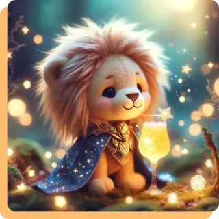 💓 b05c256f león, lindo, peluche, mágico, bebida, estrellas, fantasía, dibujos animados telegram sticker