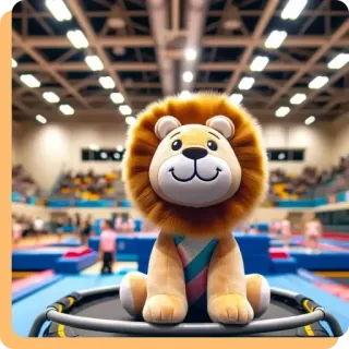 💚 d55557c1 león, gimnasia, peluche, cama elástica, juguete, animal, lindo telegram sticker