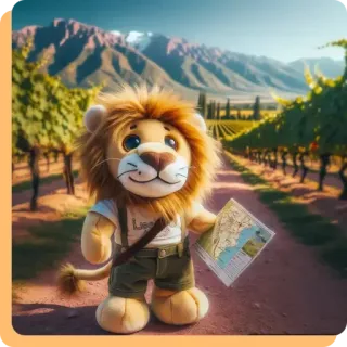 🥳 e0a52e8e león, mapa, viñedo, aventura, viajes, peluche telegram sticker