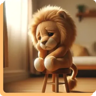 🩷 eb6c495e león, peluche, triste, solo, lindo, juguete telegram sticker