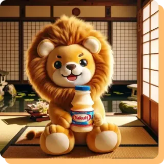 🫦 ee6a050b Yakult león, yakult, animal, lindo, peluche, juguete telegram sticker