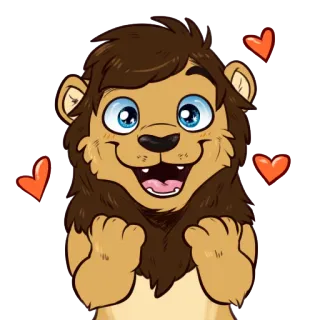 😍 78b5b598 leone, cartone animato, animale, amore, cuori, carino telegram sticker