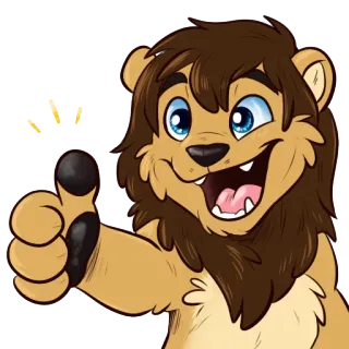 👍 9117f77e leone, cartone animato, animale, furry, pollice in su, positivo telegram sticker
