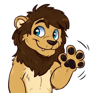 😀 9137f4b4 leone, cartone animato, animale, mascotte, amichevole, carino telegram sticker