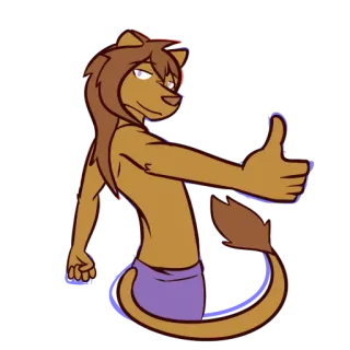 😀 7cc8c89a antropomorfo, león, dibujos animados, pulgar arriba, animal telegram sticker