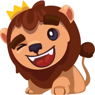 😉 0d07f195 lion, cartoon, animal, crown, cute, king telegram sticker