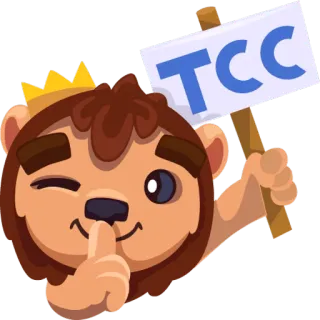 ☝ 62ab80da TCC lion, cartoon, character, animal, sign, crown, winking telegram sticker