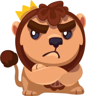 😑 c167c142 lion, animal, cartoon, king, angry, crown telegram sticker