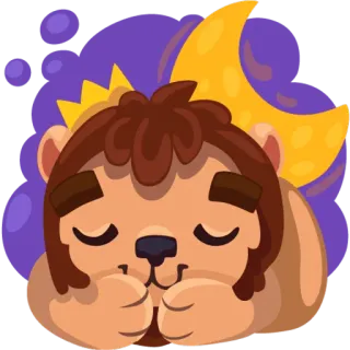 😴 d0bb69f2 sleeping, cartoon, king, lion, moon, dreaming, night telegram sticker