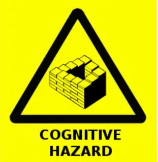 🔼 e39899ef COGNITIVE HAZARD hazard, warning, cognitive, danger, sign, alert telegram sticker
