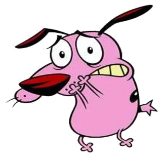 😱 98912c21 Courage Courage the Cowardly Dog Courage der feige Hund, Cartoon, Hund, Ängstlich, Rosa Hund, Charakter telegram sticker