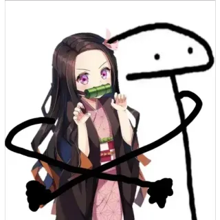 🤜 780b2487 Nezuko Kamado Demon Slayer 애니메이션, 만화, 귀멸의 칼날, 네즈코, 카와이, 귀여운, 팬아트 telegram sticker