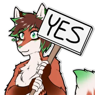 👍 3477500f YES Фурри, Антро, Лис, Да, Позитив, Знак telegram sticker