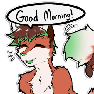 😄 451905fb Good Morning! животное, лиса, приветствие, пушистый, доброе утро telegram sticker