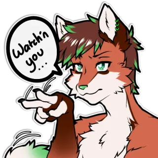 👀 6951722d Watch'n you ... лис, антро, смотрит, мультфильм, животное, персонаж telegram sticker