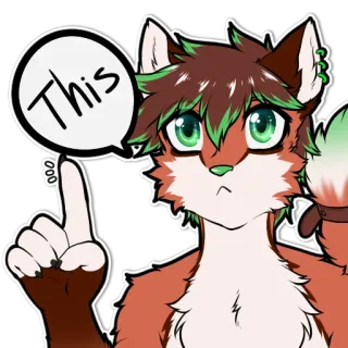 👍 7152ace1 This лиса, антро, фурри, животное, зеленый, милый, рисунок, мультфильм telegram sticker