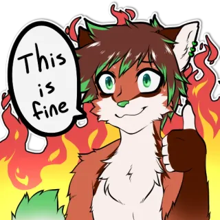 🔥 fb249ccb This is fine собака, огонь, всё нормально, мем, фурри, мультфильм telegram sticker