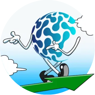 📈 b6be974b 卡通, 角色, 箭头, 指向, 吉祥物, 抽象, 蓝色 telegram sticker