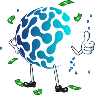 👍 bda5ea9e 卡通, 钱, 角色, 蓝色, 美元, 插图 telegram sticker