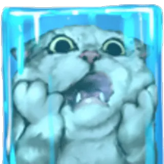 🙀 1d797f46 kat, bevroren, ijs, cartoon, dier telegram sticker