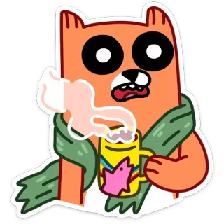 ☕ 986e6bed cartoon, animal, drink, cute, scarf, mug, coffee telegram sticker