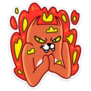 😡 e3e93f98 cartoon, character, devil, evil, plotting, fire, orange, monster telegram sticker