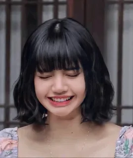 ✨ fcab9b34 Lisa женщина, улыбка, черные волосы, портрет, счастливая telegram sticker