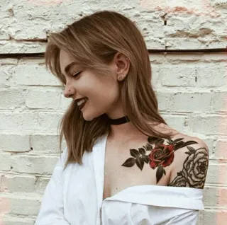 🐼 3ff1fa36 tattoo, rose, flower, woman, beauty, art telegram sticker