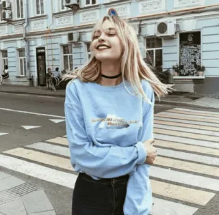 🐼 8c7edecc clouds are always brighter clouds, sky, bright, sweater, girl, blonde, streetwear, fashion telegram sticker