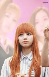 🥕 7392b859 Lisa リサ, Blackpink, KPOP, 歌手, オレンジ髪, ポートレート telegram sticker