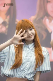 🥕 9d69866f Lisa kpop, アイドル, 歌手, 女性, アジア人, 人, オレンジ色の髪, 前髪 telegram sticker