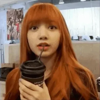 🥂 88486c92 Lisa kpop, blackpink, лиса, девушка, кофе, пьет telegram sticker
