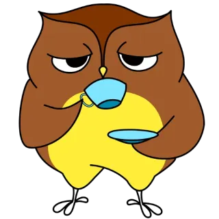 ☕ c1988711 burung hantu, teh, hewan, kartun, burung, imut, minuman, malas telegram sticker