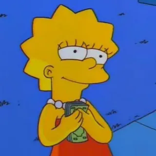 🤑 35b70633 Lisa Simpson The Simpsons Lisa Simpson, I Simpson, soldi, personaggio dei cartoni animati, ricco, contanti telegram sticker