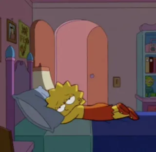🙁 e64b4ba9 Lisa Simpson The Simpsons Lisa Simpson, cartone animato, letto, assonnato/a, Simpson telegram sticker