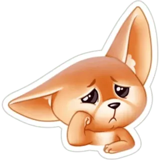 😢 562414db 동물, 여우, 귀여운, 만화, 슬픈, 외로운, 사막여우 whatsapp sticker