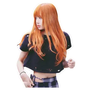 ✨ b93ed3b8 여자, 사람, 소녀, 오렌지 머리, 인물 사진, k팝 telegram sticker