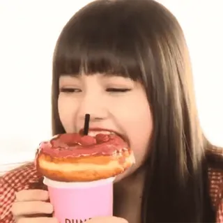 🖤 8f53916c пончик, еда, женщина, ест, портрет, напиток telegram sticker