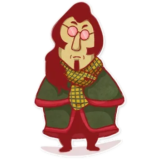 🐱 baf819b0 卡通, 插图, 角色, 红发, 眼镜, 围巾 telegram sticker