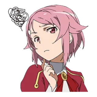 😒 6a71ad56 Lisbeth Sword Art Online anime, dibujos animados, Lisbeth, Sword Art Online, pensando, confundido, duda, personaje whatsapp sticker