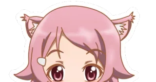 👀 c2aee9d9 anime, orejas de gato, pelo rosa, kawaii, lindo, chica, dibujos animados whatsapp sticker