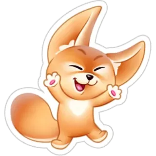🤗 89cc3b12 Fennek, Cartoon, Blij, Dier, Schattig, Sticker telegram sticker