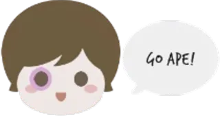 🐵 23b8f8de GO APE! 원숭이, 흥분하다, 표정, 스티커, 만화, 말풍선 telegram sticker