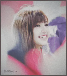 💧 48a33735 안녕 I Emile femme, portrait, sourire, coréen, salutation telegram sticker