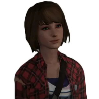 😊 75304f98 Max Caulfield Life is Strange girl, teen, video game, brown hair, plaid shirt telegram sticker