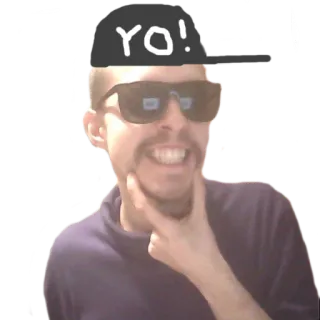 😎 a6521b86 YO! йоу, чувак, солнцезащитные очки, шляпа, люди telegram sticker