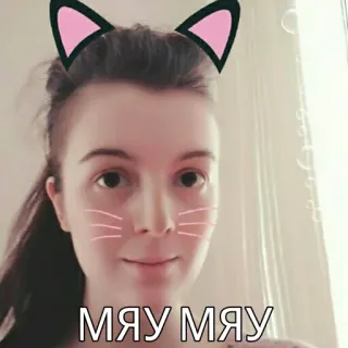 🐱 8bc19dee МЯУ МЯУ Katzenohren, Katzenbart, süß, Miau, Gesichtsfilter, Frau telegram sticker