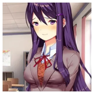 🙂 00e8367b Yuri Doki Doki Literature Club! 动漫, 漫画, 女学生, 游戏, 角色, 肖像 telegram sticker
