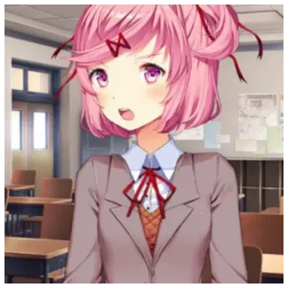 😠 0c5dd534 Natsuki Doki Doki Literature Club! 动漫, 漫画, 可爱, 女学生, 卡哇伊, Doki Doki Literature Club, 夏树 telegram sticker